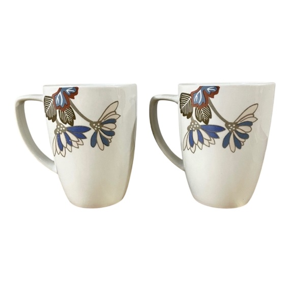 Corelle Coordinates Square COCOA BLOSSOM 12oz Porcelain MUG / CUP Asian Set of 2 - Picture 2 of 6